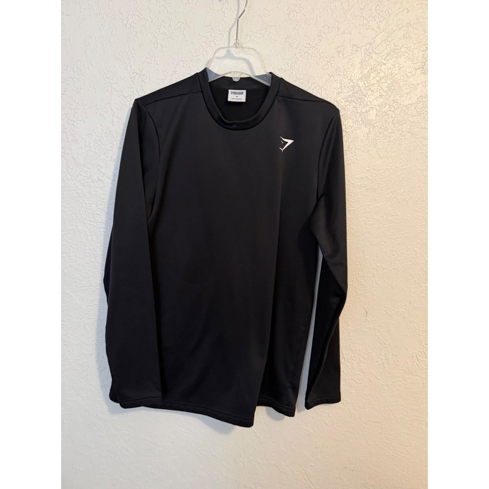 Gymshark Mens Long Sleeve Performance Training Top Black Logo Size M A1A2D